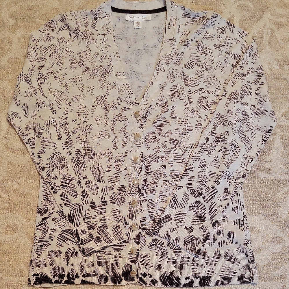 Coldwater Creek Women's Brown and Cream Cardigan